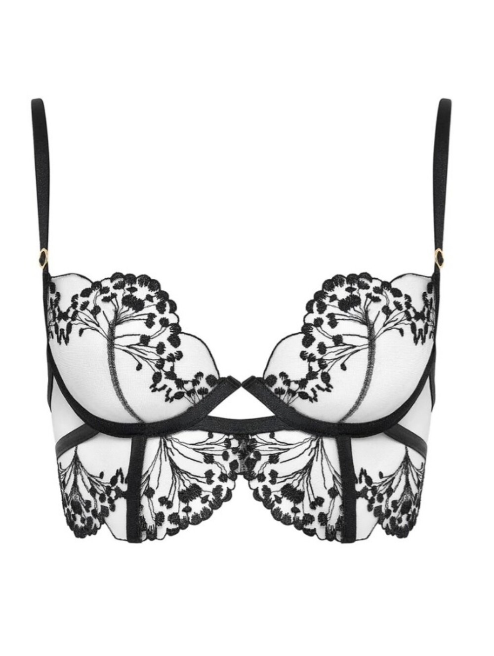 Bluebella Marisa Embroidered Sheer Bra Black Sz 34DD NWT
